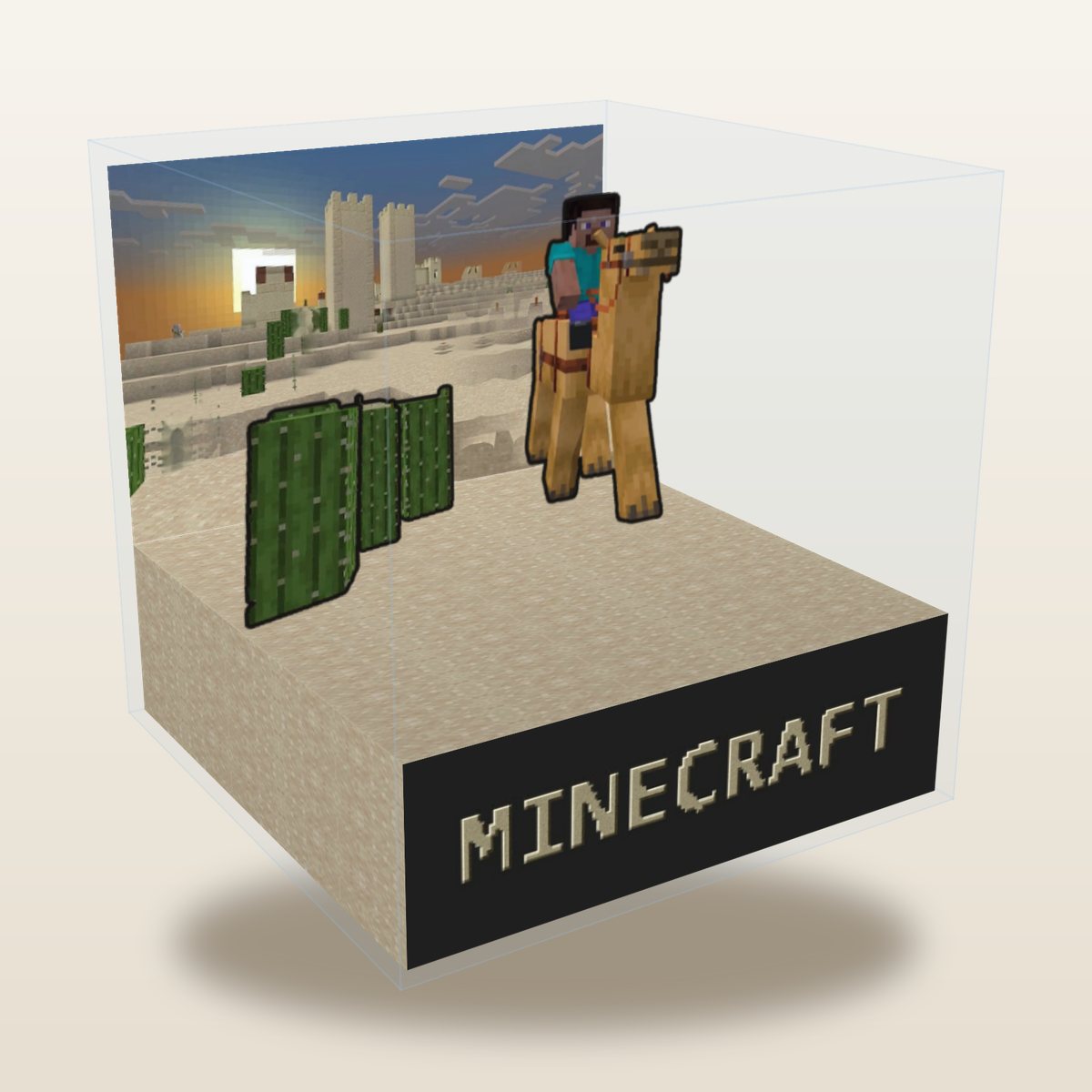 Minecraft cube diorama, Desert Sunset Ride
