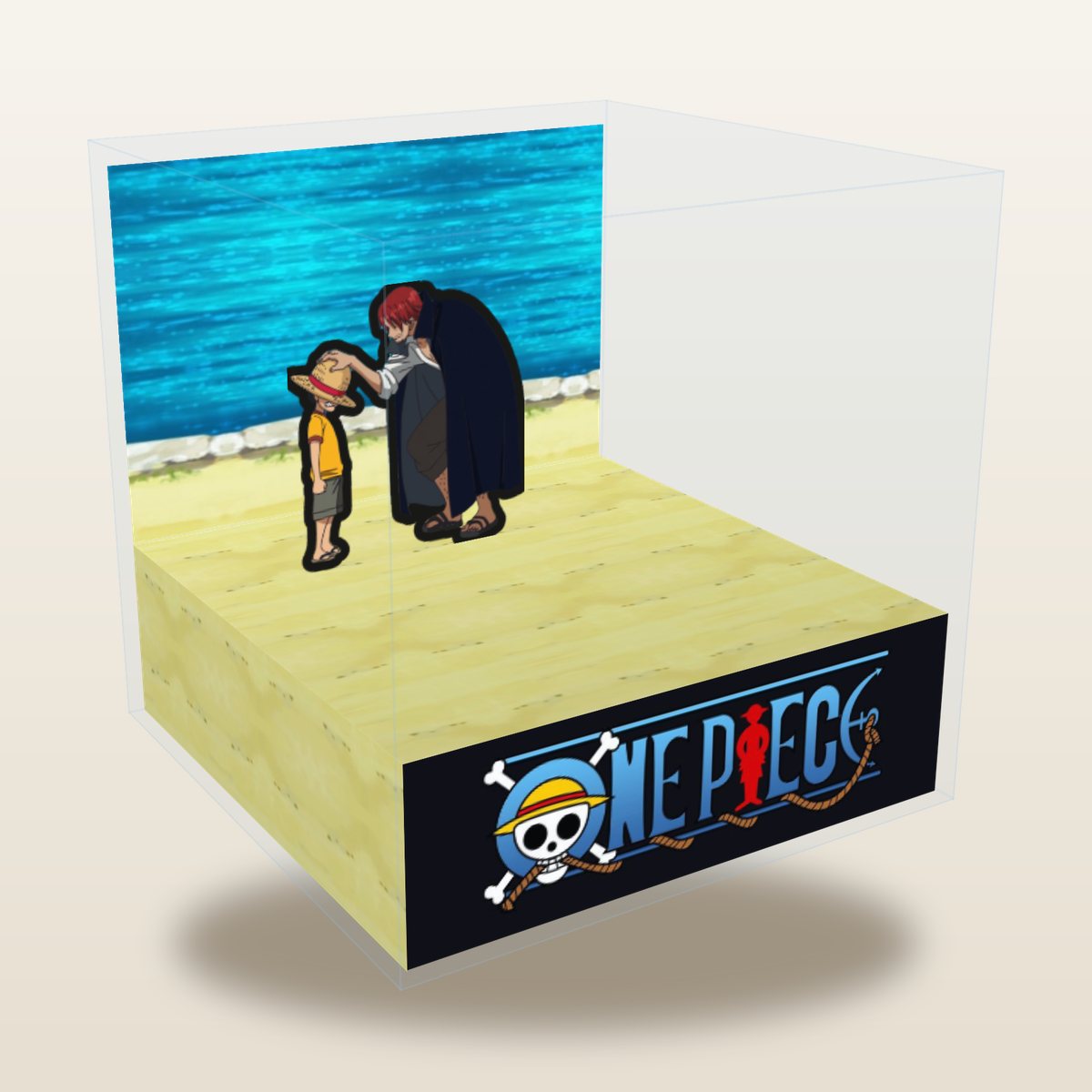 One Piece cube diorama, Shanks and Luffy